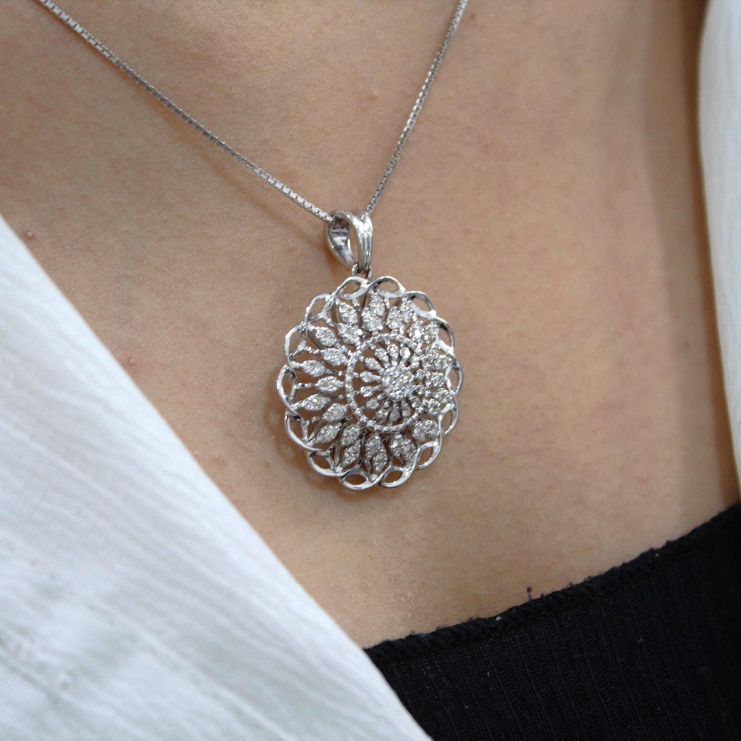 Natural Diamond18K Gold Jewelry Set, IGI Certified Diamond Jewelry for Her, Chain Pendant Necklace with Stud Earring, Statement Jewelry Gift