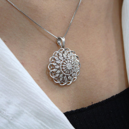 Natural Diamond18K Gold Jewelry Set, IGI Certified Diamond Jewelry for Her, Chain Pendant Necklace with Stud Earring, Statement Jewelry Gift