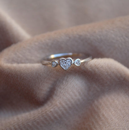 Cubic Zirconia Silver Heart Ring, 925 Sterling Silver Handmade Ring, Minimalist Thin Ring Gift for Women, CZ Anniversary Ring, Propose Ring