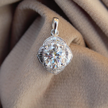 Vintage Style Moissanite Charm Pendant, 925 Sterling Silver Dainty Pendant, Oval Cut Moissanite Pendant for Women, Designer Jewelry Gift