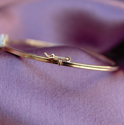 Natural Diamond Bangle Bracelet, 14K Yellow Gold Cuff Bracelet, Elegant Gold Diamond Bracelet, Real Diamond Bracelet, Birthday Gift for Her