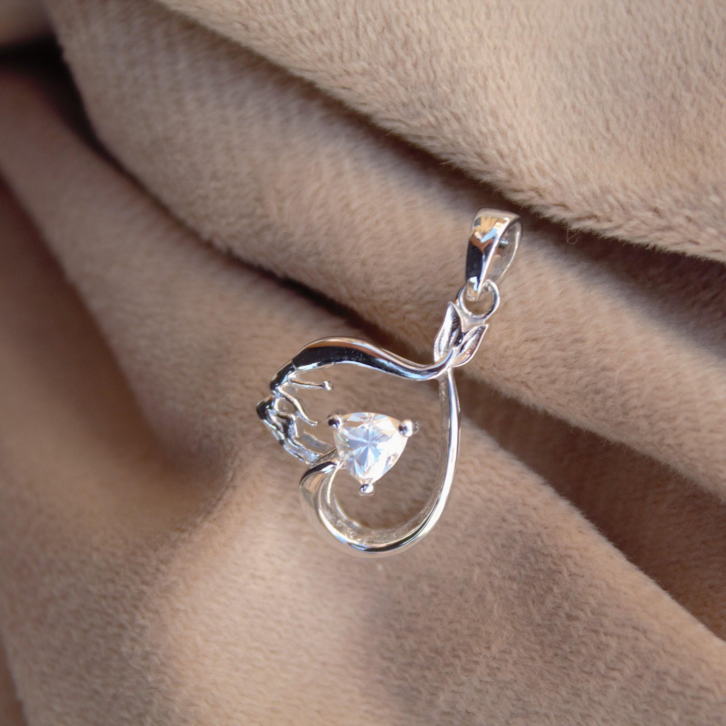 Heart Shape Moissanite 925 Sterling Silver Pendant, Silver Charm Pendant for Someone Special, Heart Moissanite Jewelry, Anniversary Gift