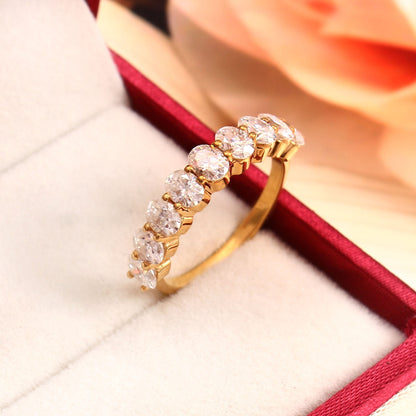 Lab Created Diamond Half Eternity Ring, IGI Certified Ring, Oval Diamond Ring, 14K/18K Solid Gold Ring, Eternity Wedding Band for Women