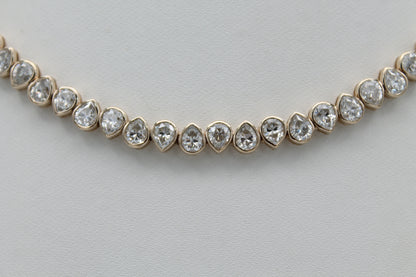 Genuine Moissanite Tennis Necklace, Elegant Designer Necklace, Infinity Solitaire Necklace, 18K Gold Necklace, Pear Moissanite Necklace