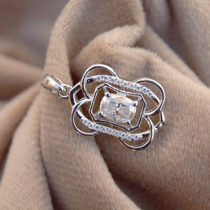 Solid 925 Sterling Silver Elongated Cushion Cut Moissanite Pendant, Minimalist Charm Pendant for Chain, Solitaire Pendant, Wedding Gift