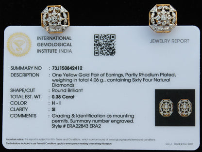 Luxury IGI Certified Diamond Set, VS-SI Diamond Gold Necklace & Earring, Bridal Jewelry Gift in 18K Yellow Gold Pendant Necklace Earring Set