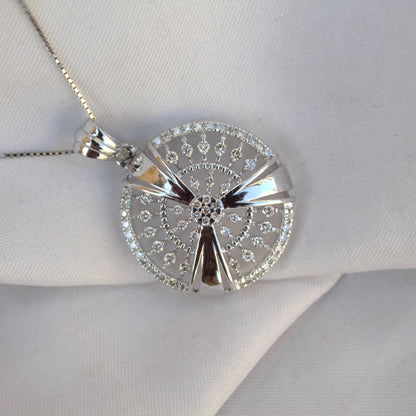 White Gold Cluster Pendant, Real Diamond 18K Gold Jewelry with IGI Certificate, Delicate Pendant With Chain Necklace for Birthday Gift