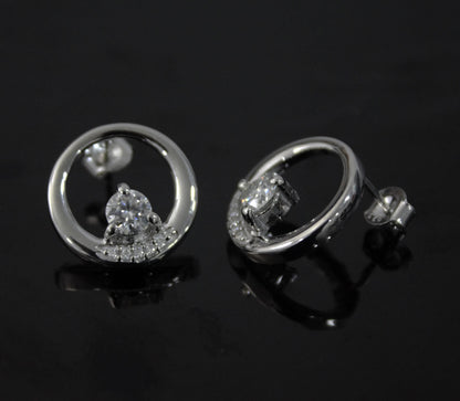 Round Moissanite Stud Earring for Women, Statement Stud Earring Silver, Round Cut Earrings, 925 Sterling Silver Studs, Perfect Birthday Gift