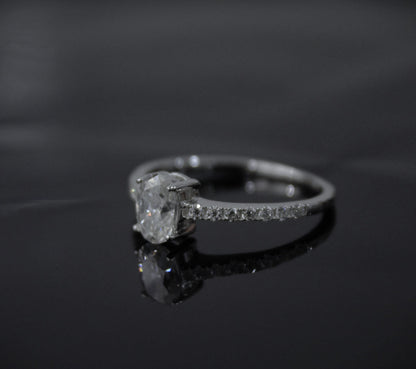 Solid 925 Sterling Silver Moissanite Ring, White Stone Ring for Women, Unique Anniversary Gift, Silver Solitaire Ring, Dainty Oval Cut Ring