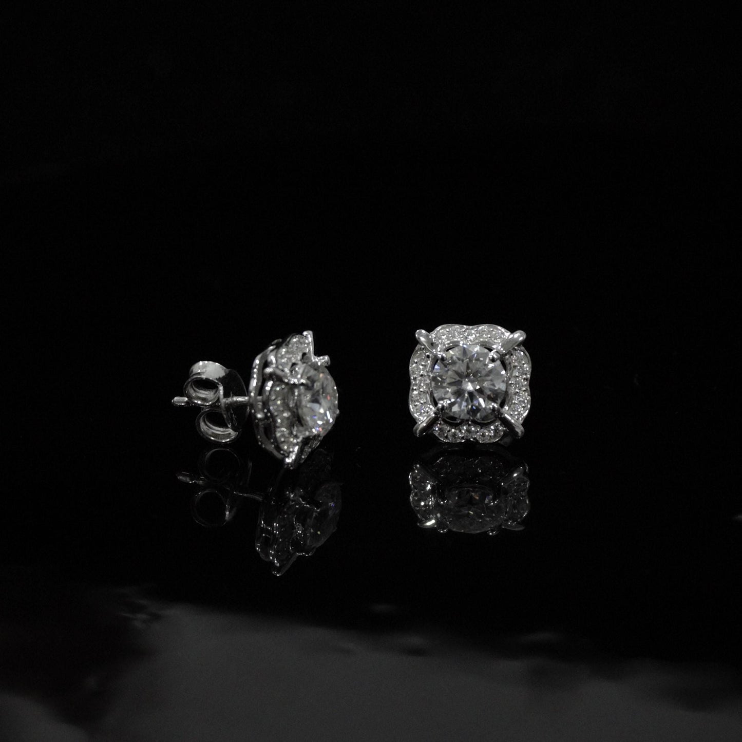 925 Sterling Silver Moissanite Round Cut Earrings, Silver Women's Stud Earrings for Wedding, Minimalist Stud Earrings Valentines Day Gift