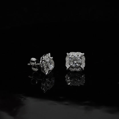 925 Sterling Silver Moissanite Round Cut Earrings, Silver Women's Stud Earrings for Wedding, Minimalist Stud Earrings Valentines Day Gift