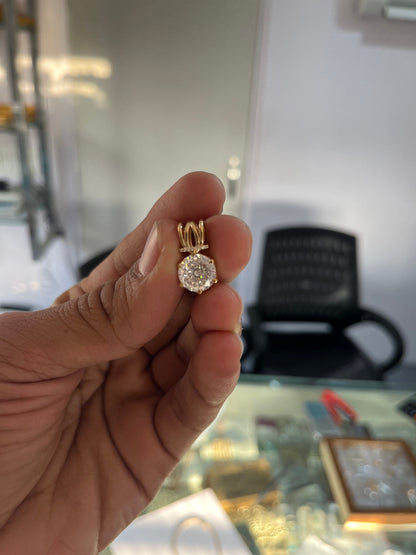 Portuguese Cut Simulated Diamond Pendant, Solitaire Pendant, Minimalist Pendant, Round Shape Pendant, Dainty Gold Pendant for Bridesmaids