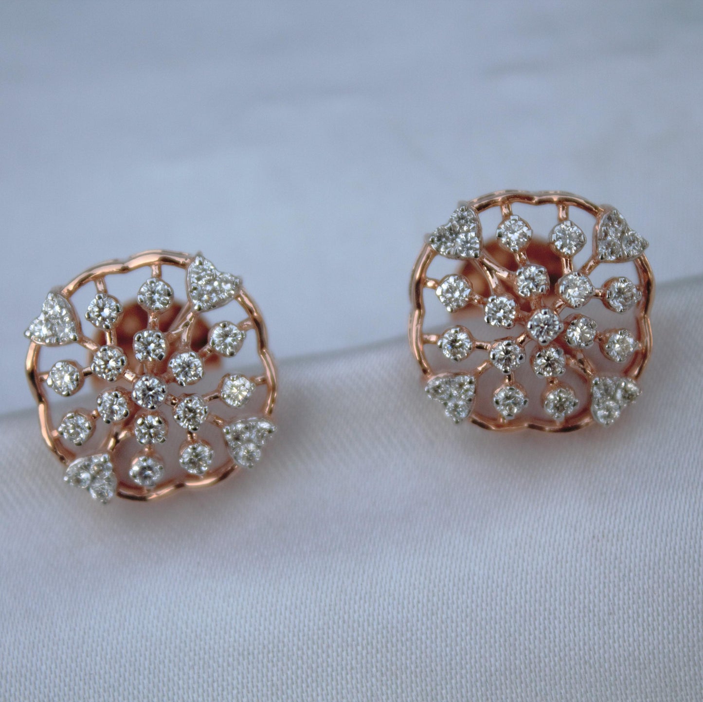 GH Color VS-SI Clarity Natural Diamonds, Beautiful Natural Diamond Necklace Earring Set, 18k Rose Gold Jewelry Set With igi Certificate