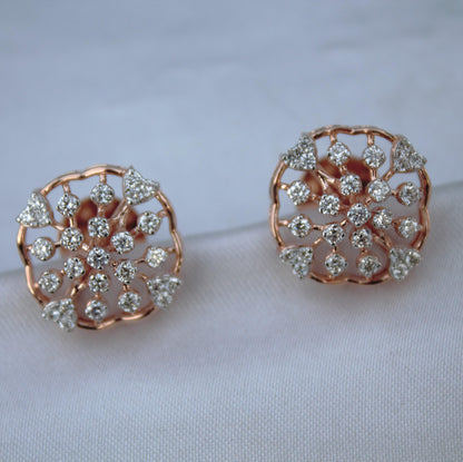 GH Color VS-SI Clarity Natural Diamonds, Beautiful Natural Diamond Necklace Earring Set, 18k Rose Gold Jewelry Set With igi Certificate