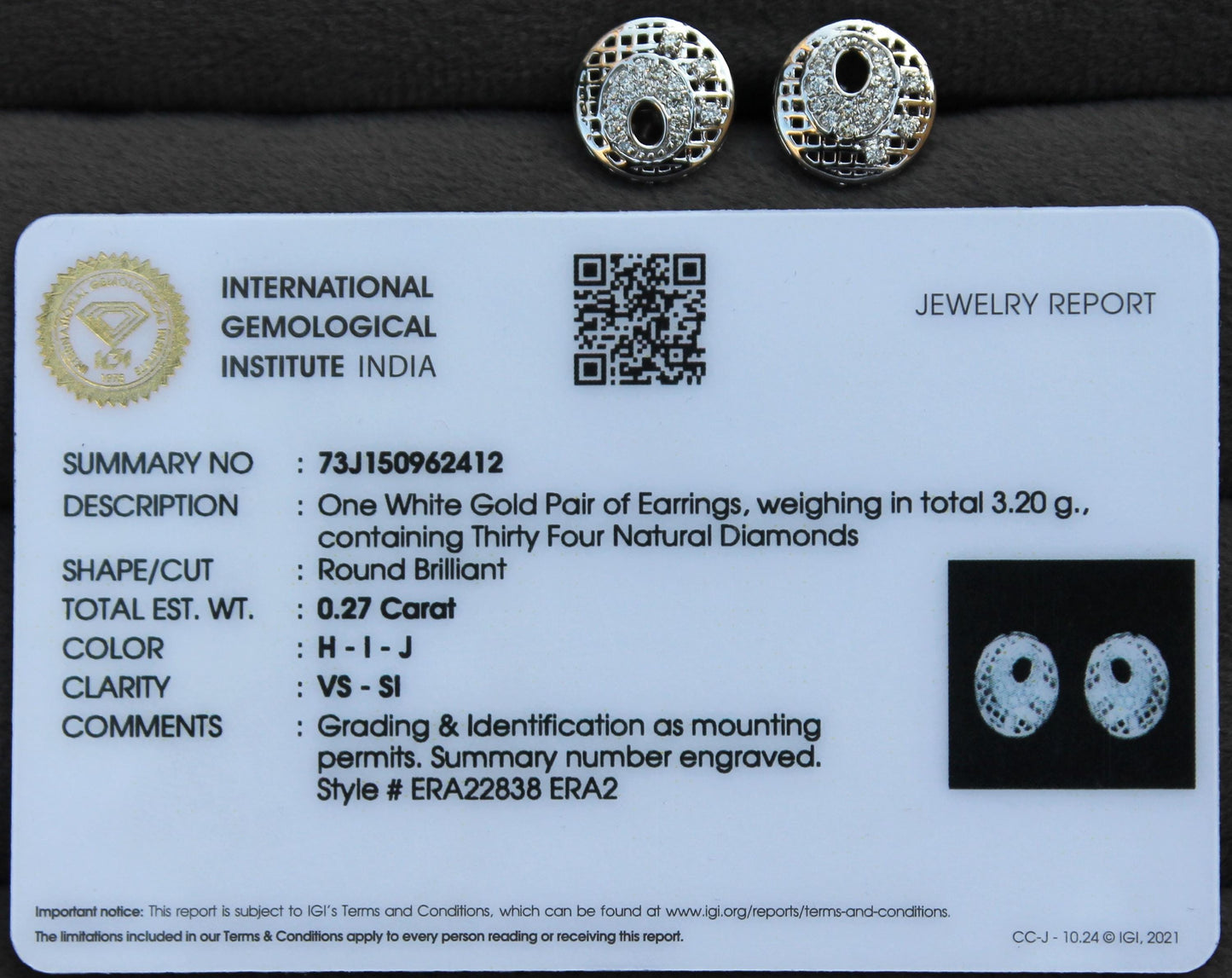 IGI Certified Gold Diamond Jewelry Set, 18K Gold Necklace and Earring Set, Real Diamond Jewelry for Women, Vintage Gift, Lightweight Jewelry