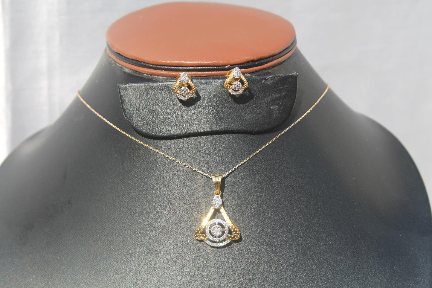 Diamond Necklace Earrings Set, Dainty Gold Jewelry for Engagement, IGI Certified 18K Gold Necklace with Earrings, Birthday Gift for Her