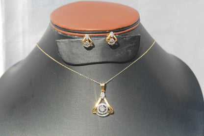 Diamond Necklace Earrings Set, Dainty Gold Jewelry for Engagement, IGI Certified 18K Gold Necklace with Earrings, Birthday Gift for Her