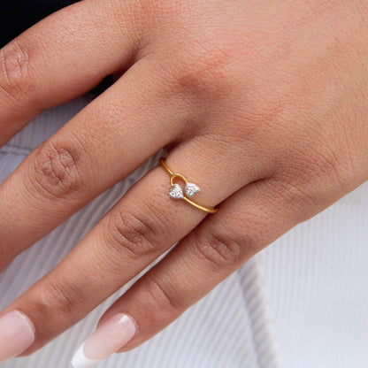 5 US Gold Ring, IGI Certified Diamond Jewelry, 0.04 Carat Natural Diamond Gold Ring, 18K Solid Gold Jewelry, Heart Diamond Gold Ring