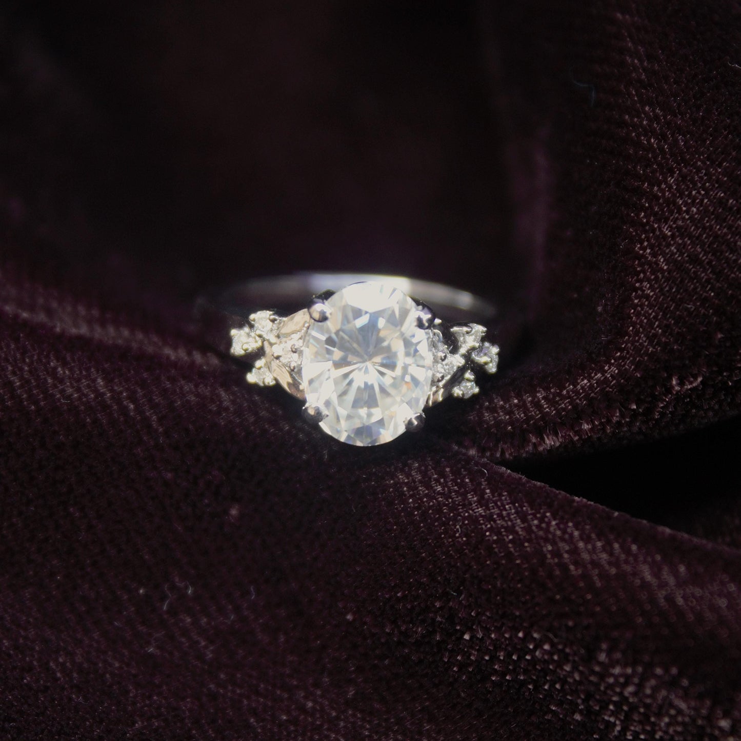 Sterling Silver Moissanite Ring, Statement Oval Cut Ring, Luxurious White Moissanite Jewelry, Cocktail Party Wear Ring, Graduation Gift