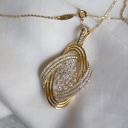 IGI Certified Natural Diamond Yellow Gold Jewelry Set, Pendant Necklace with Stud Earrings, Designer Gold Wedding Jewelry for Bridesmaids