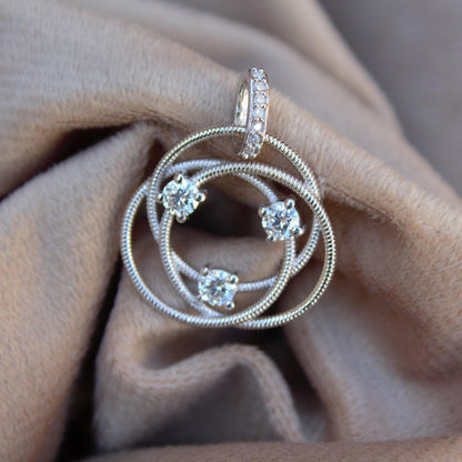 Designer Loop Pendant, 925 Sterling Silver Moissanite Pendant, Round Design Pendant for Women, Travel Jewelry, Wedding Gift for Wife