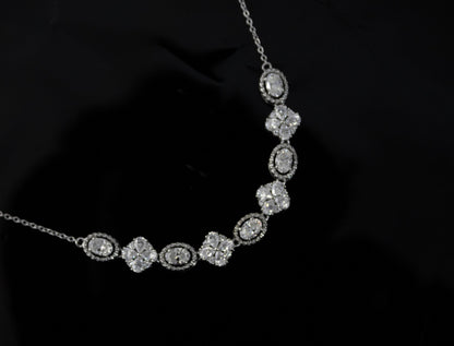 925 Solid Sterling Silver Moissanite Necklace, Minimalist Chain Necklace for Women, White Moissanite Jewelry, Handmade Silver Necklace Gift