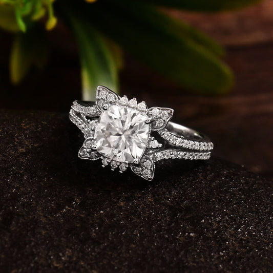 Cushion Cut Lab Grown Diamond Ring, Gold Wedding Ring, Diamond Promise Ring For Women, Elegant Designer Ring, 18K Gold Lab Diamond Jewelry