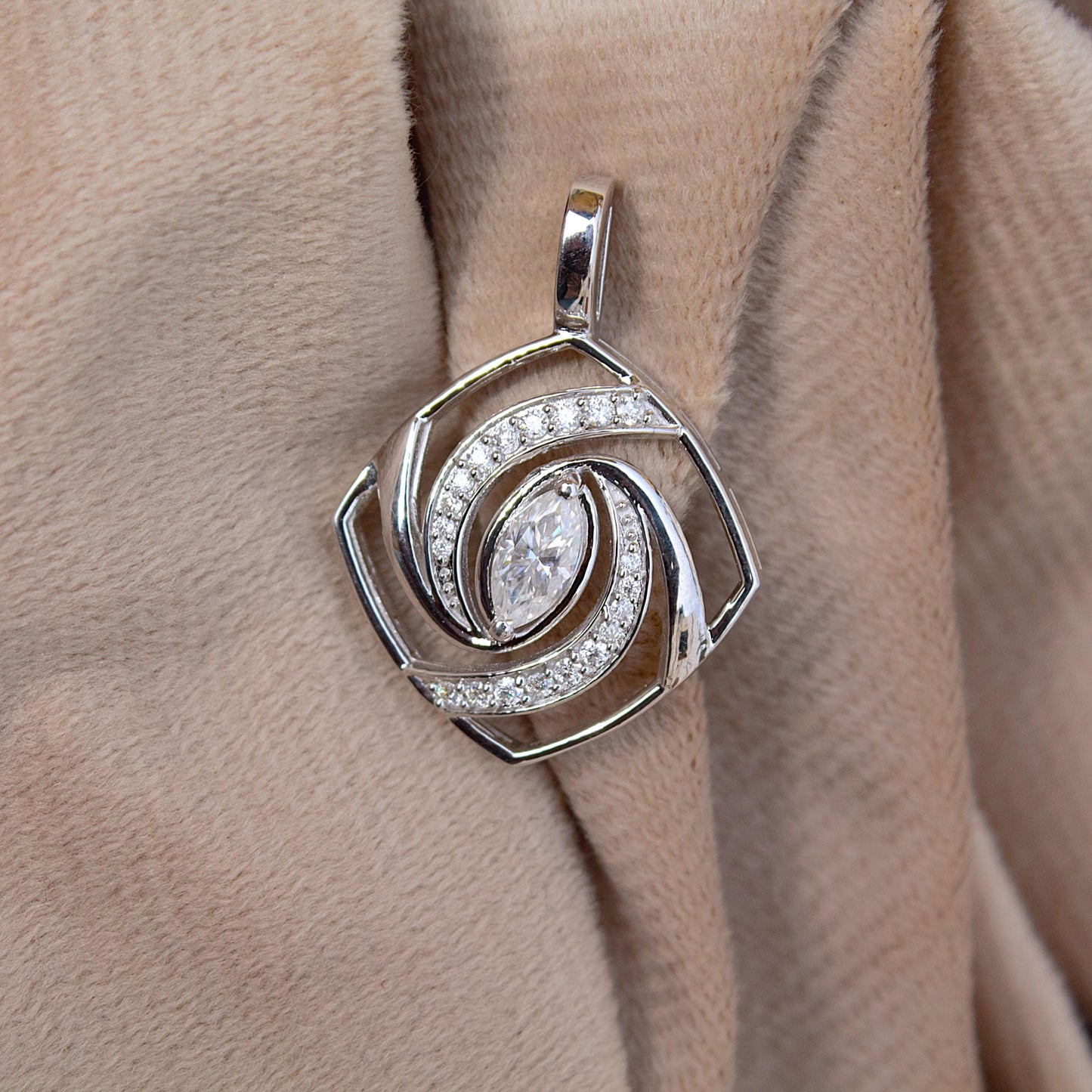 925 Sterling Silver Designer Pendant, Moissanite Pendant for Chain, Elegant Fine Jewelry for Women, Marquise Cut Stone Pendant Gift for Mom