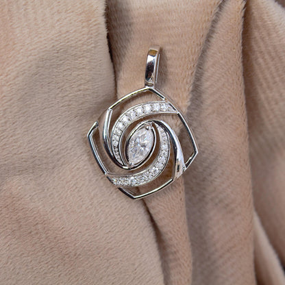 925 Sterling Silver Designer Pendant, Moissanite Pendant for Chain, Elegant Fine Jewelry for Women, Marquise Cut Stone Pendant Gift for Mom