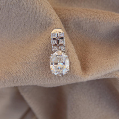 New Arrival Oval Cut Moissanite Pendant, Minimalist 925Sterling Silver Pendant for Gift, Prong Set Pendant, Passes Moissanite Diamond Tester