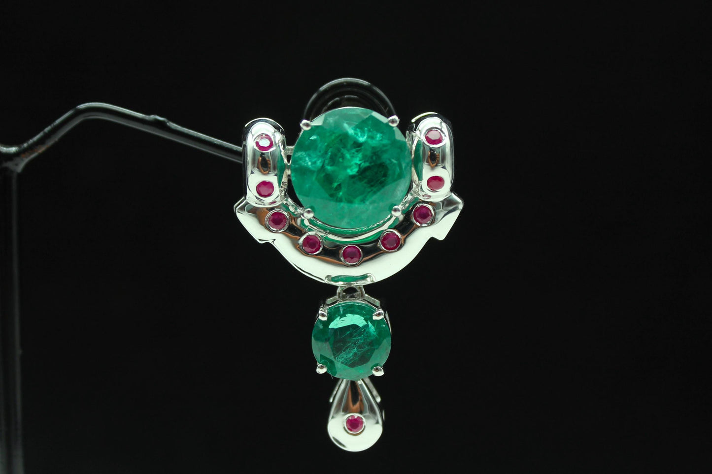Emerald & Ruby Necklace Set with moissanite, Beautiful Green Jewelry, Victorian Statement Necklace,