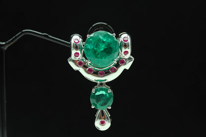 Emerald & Ruby Necklace Set with moissanite, Beautiful Green Jewelry, Victorian Statement Necklace,