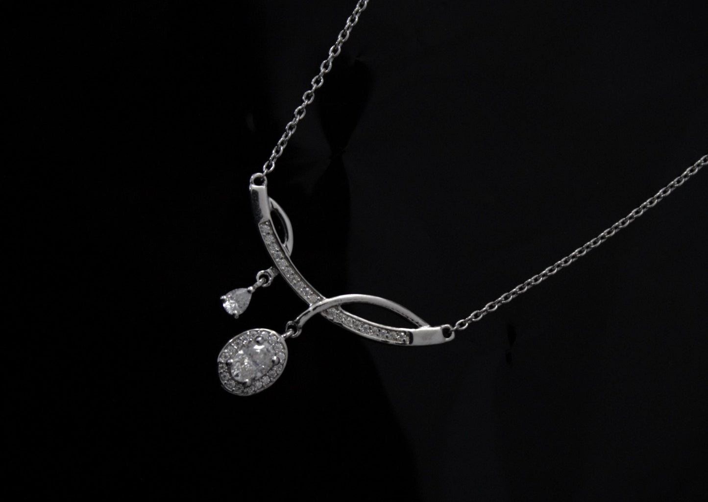 Statement Moissanite Silver Necklace, 925 Sterling Silver Chain Necklace, Lightweight Travel Jewelry, Dainty Silver Necklace Gift for Women