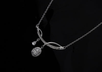 Statement Moissanite Silver Necklace, 925 Sterling Silver Chain Necklace, Lightweight Travel Jewelry, Dainty Silver Necklace Gift for Women