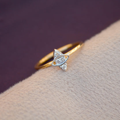 Real Diamond Ring, Round Cut Diamond Gold Ring For Birthday Gift, Delicate Real Gold Ring, H- I Color With VS - SI Clarity Gold Ring US 7