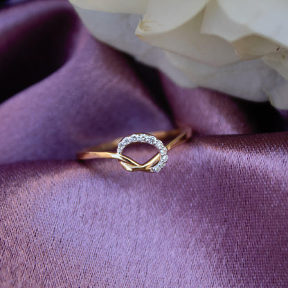 Natural Diamond Gold Knot Ring, Elegant Gold Ring, H - I Color With SI Clarity Natural Diamonds Stacking Ring, Propose Ring for Her