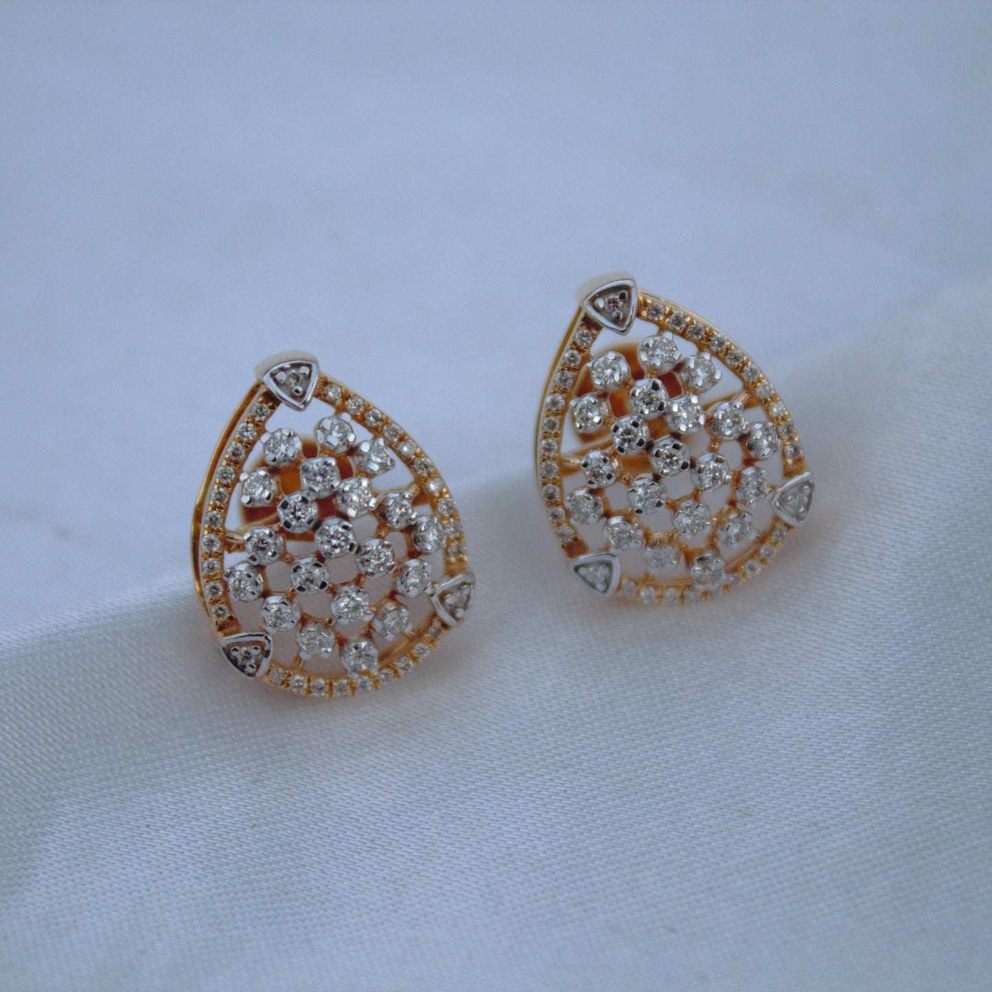 Classic Statement Solid Gold Jewelry Set, Pear Shape Pendant with Earrings, Natural Diamond Necklace Earrings Set, 18K Gold Jewelry for Mom