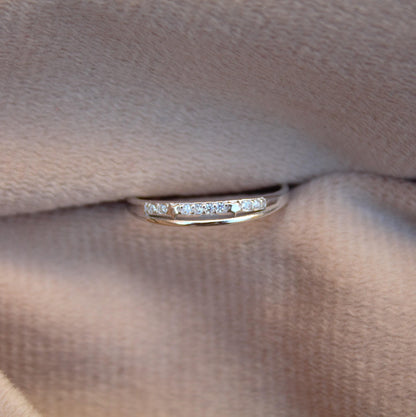 Cubic Zirconia Thin Band, 925 Sterling Silver Stacking Thumb Ring, Promise Ring Band, Star Design Ring, Round Cut Stones Ring Band for Her