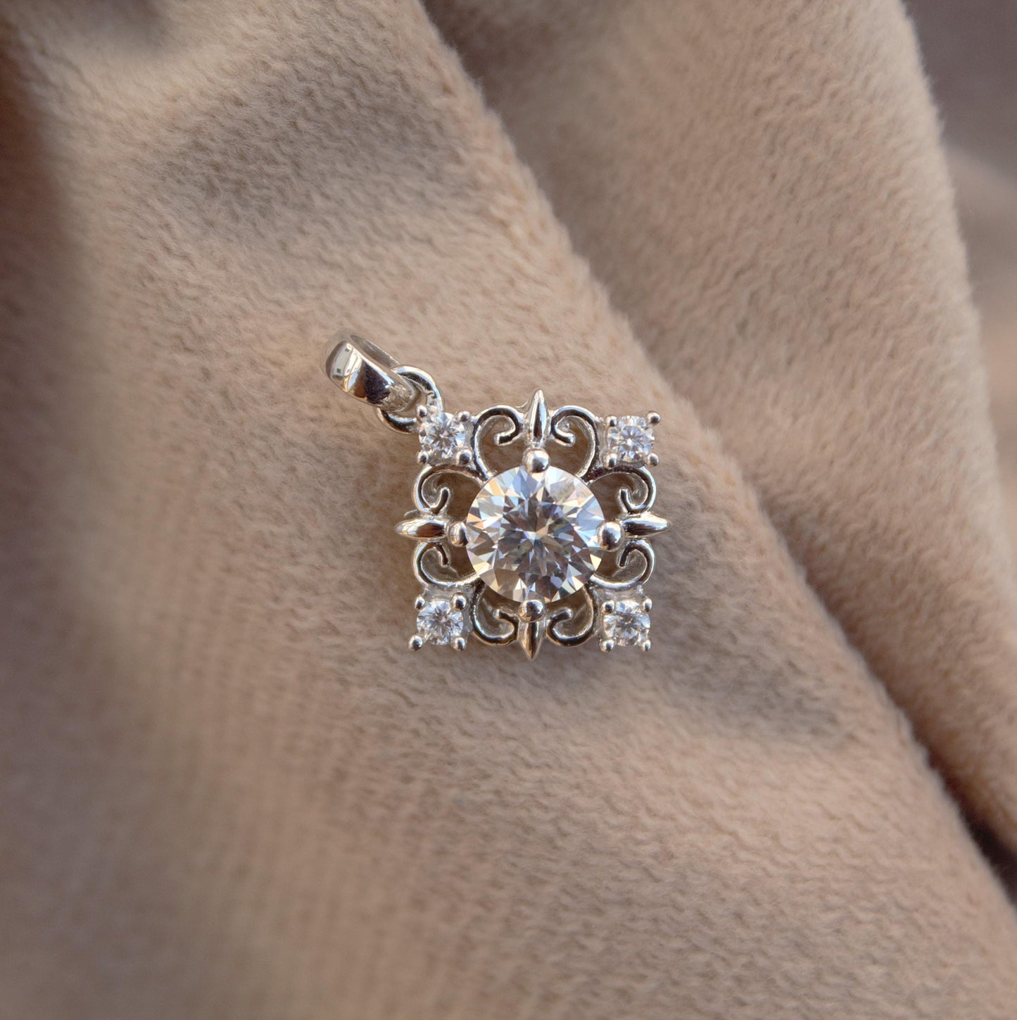 Minimalist Stunning Moissanite Pendant, 925 Sterling Silver Charm Pendant, Round Cut Stone Pendant, Silver Dainty Pendant, Ready To Ship