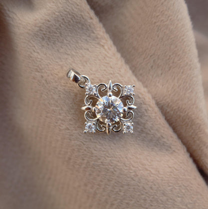 Minimalist Stunning Moissanite Pendant, 925 Sterling Silver Charm Pendant, Round Cut Stone Pendant, Silver Dainty Pendant, Ready To Ship