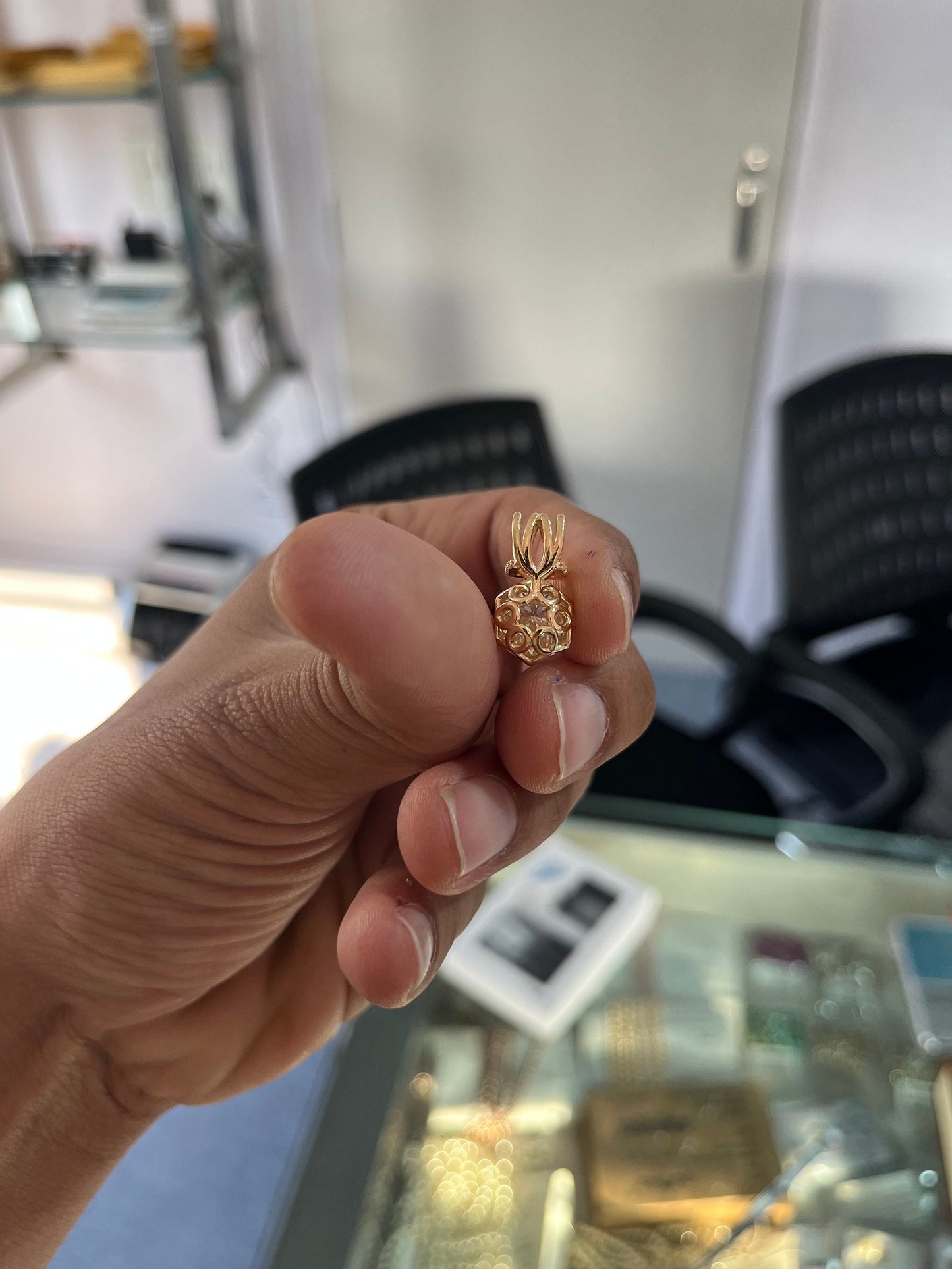 Portuguese Cut Simulated Diamond Pendant, Solitaire Pendant, Minimalist Pendant, Round Shape Pendant, Dainty Gold Pendant for Bridesmaids