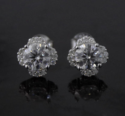 Round Cut Moissanite Stud Earrings, Minimalist Silver Stud Earrings, Dainty Silver Earrings, 925 Sterling Silver Studs, Anniversary Gift