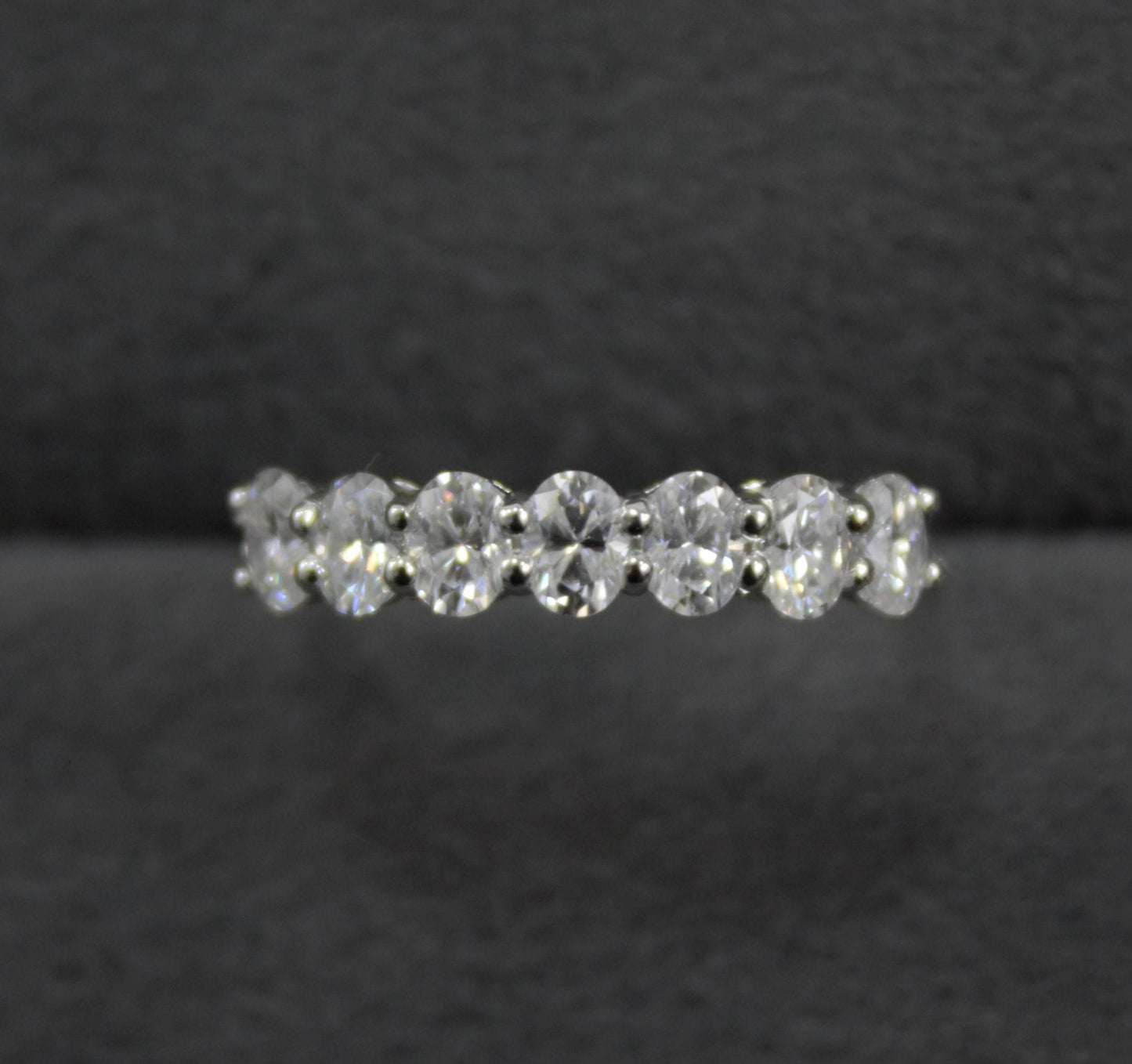 Silver Half Eternity Ring Band with Moissanite, 925 Sterling Silver Ring, Wedding Eternity Band, Oval Cut Moissanite Band for Men and Women