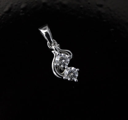 Colorless Moissanite 925 Sterling Silver Charm Pendant, Round Cut Designer Pendant, Silver Minimalist Jewelry, Birthday Gift for Women