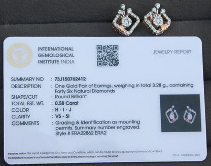 IGI Certified Real Diamond Jewelry Set, 18K Gold Necklace and Earrings, Designer Gold Bridal Jewelry, Natural Diamond Pendant with Chain