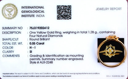 IGI Certified Diamond Jewelry, 18K Solid Gold Ring, Lightweight Diamond Ring For Daily Wear, 1.28 gram Diamond Gold Ring For Birthday Gift