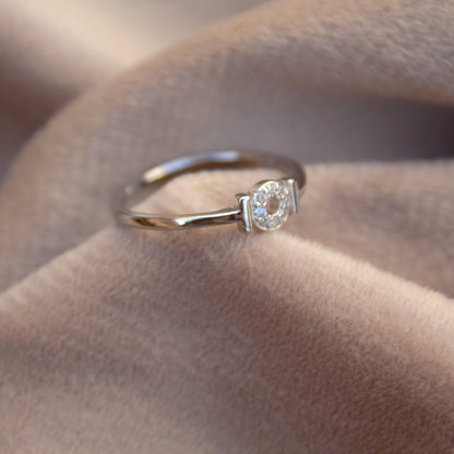 Round Silver CZ Ring, Tiny Silver Ring, Dainty Cubic Zirconia Ring, Handmade Vintage Ring, Promise Ring, Silver CZ Jewelry, Ready To Ship