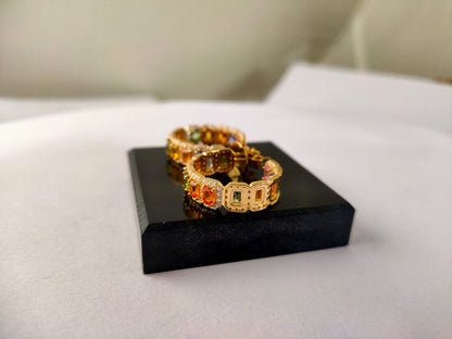 Natural Multi Sapphire Hoops Earring, Rainbow Sapphire & Moissanite Melee Stones Jewelry, Rainbow Ombre Gold Earrings, Huggies Earrings Gift