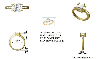IGI Certified Diamond Gold Ring, Lab Diamond Jewelry, VVS Clarity Diamond Ring, Octagon and Baguette Cut Diamond Ring for Men and Women