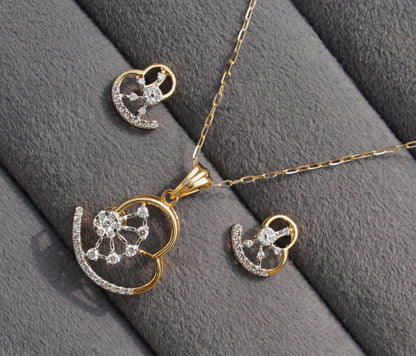 VS - SI Diamond Necklace Earrings Set, 18K Gold Jewelry for Her, IGI Certified Diamond Jewelry Set, Wedding Bridesmaid Gift For Her